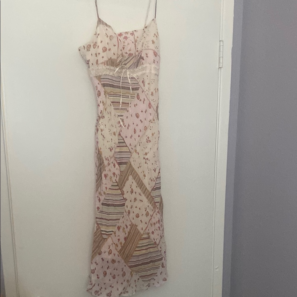 Forever 21 Cream Patchwork Midi Dress